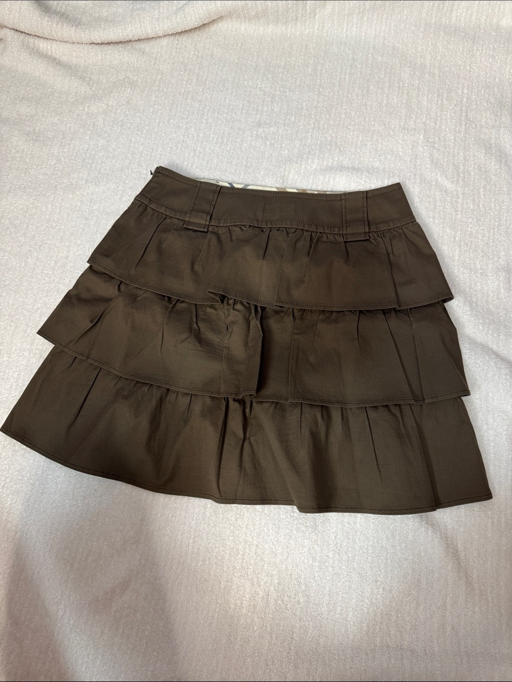 Burberry Brown Tiered Ruffle Mini Skirt